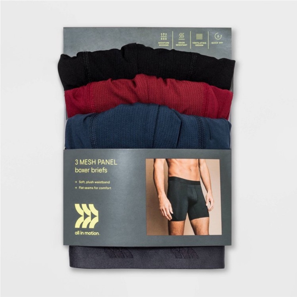 All in Motion Men's Boxer Briefs - Black, Burgundy, Navy - Picture 1 of 2